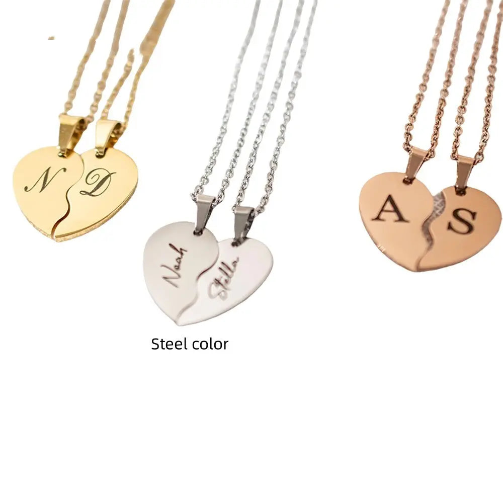 Personalized Stainless Steel Heart-shaped Necklace-personalized necklace-4