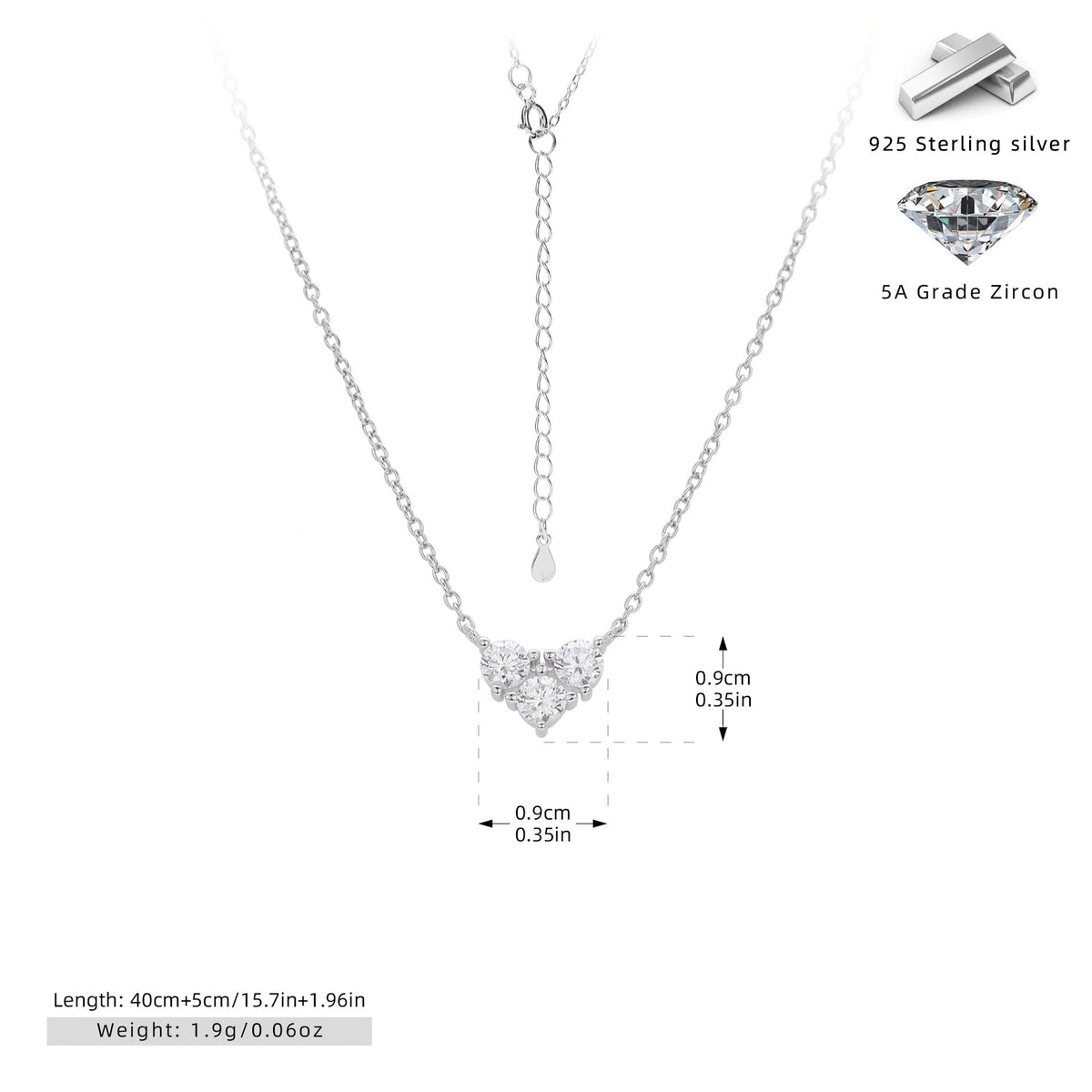 S925 Sterling Silver Niche Design Zirconia Necklace-5