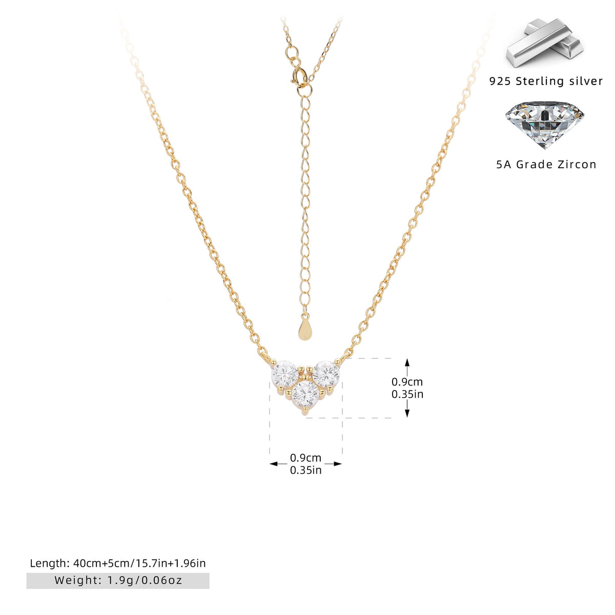 S925 Sterling Silver Niche Design Zirconia Necklace-6